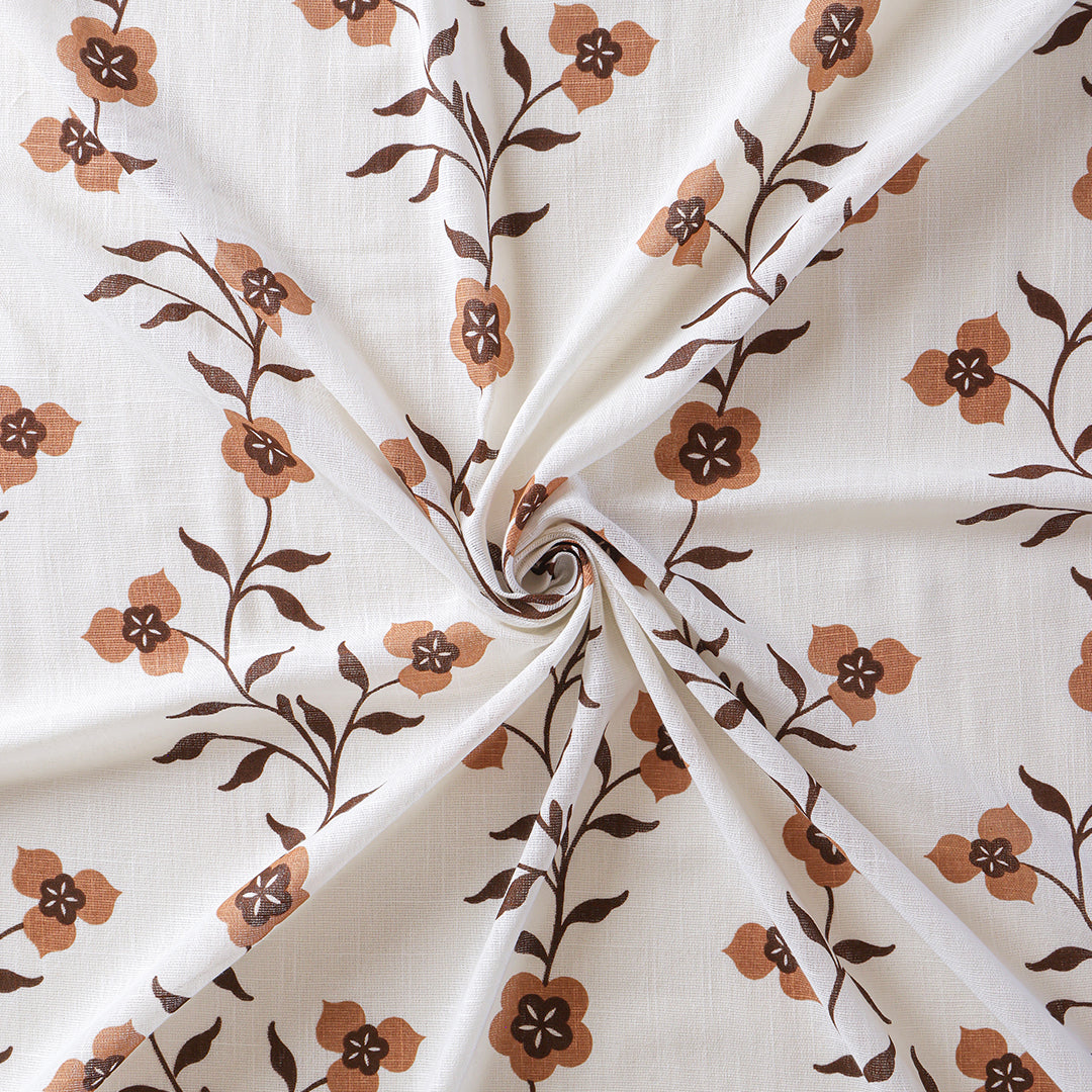 White Floral Velora Wines Eyelet Duck Curtain