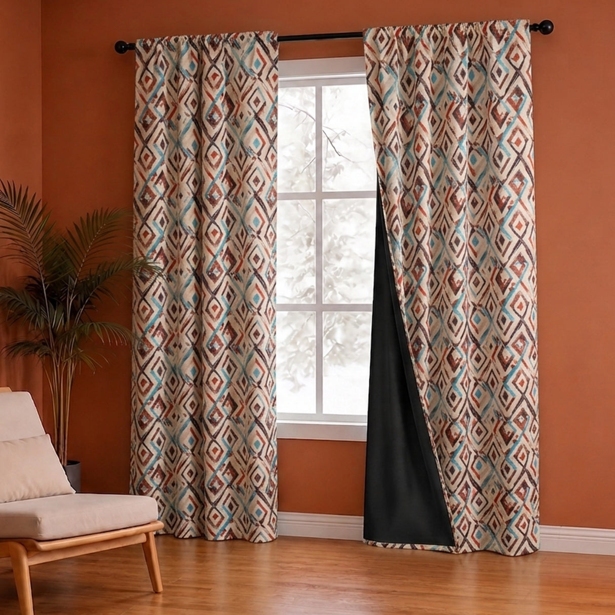 Imprimer Geometric - DP Rod Pocket Blackout Curtain (Multicolor)