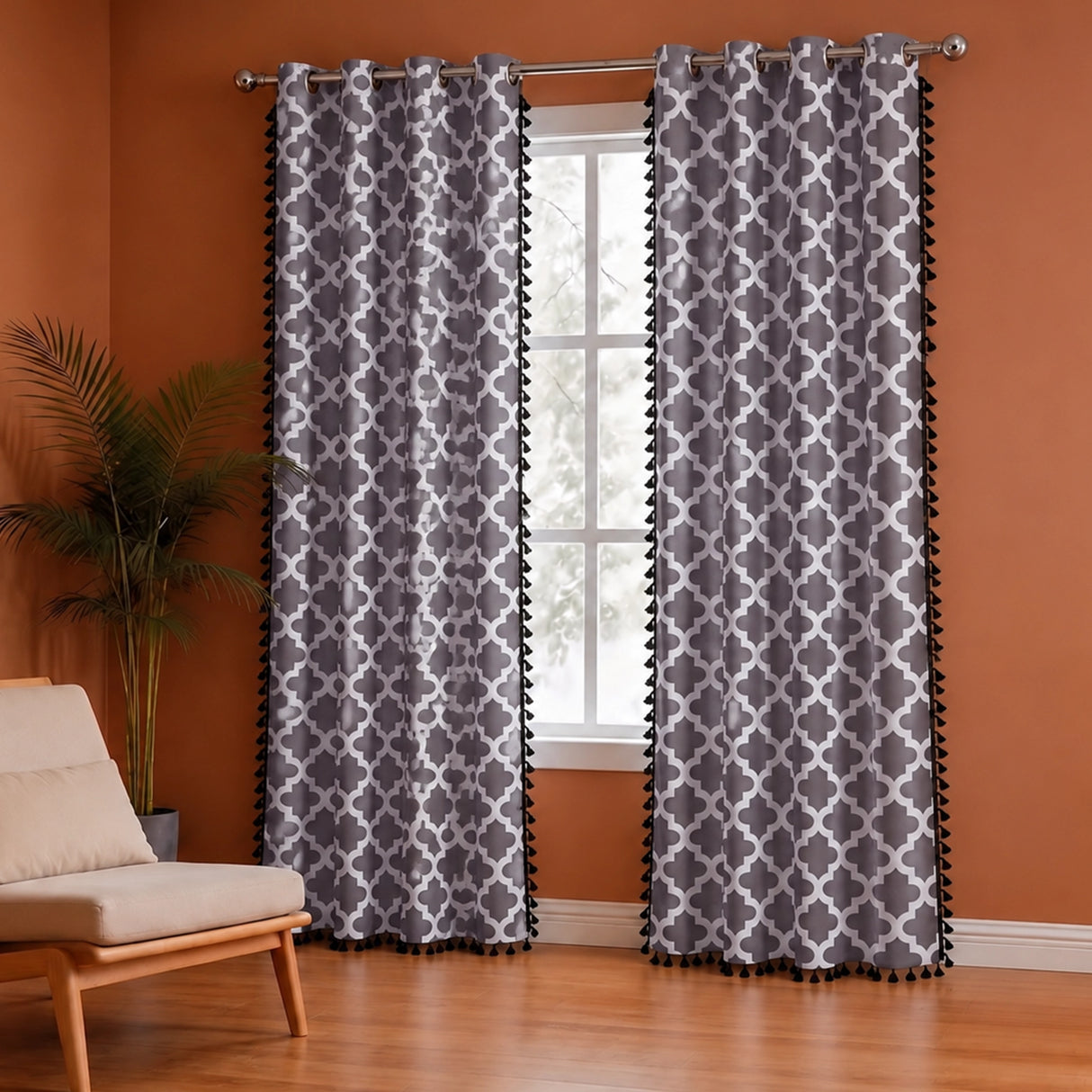 Imprimer Handpicked Soleil - Printed Semi Blackout Curtain (Grey)