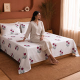 Imprimer Vignette - Floral Printed Bedsheet (Red)
