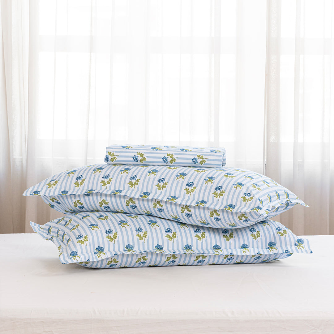 Soft Serenade - Floral Fitted Sheet (Blue)