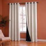 Fort Essential Abstract - Eyelet Black Backing Blackout Curtain (Off White)