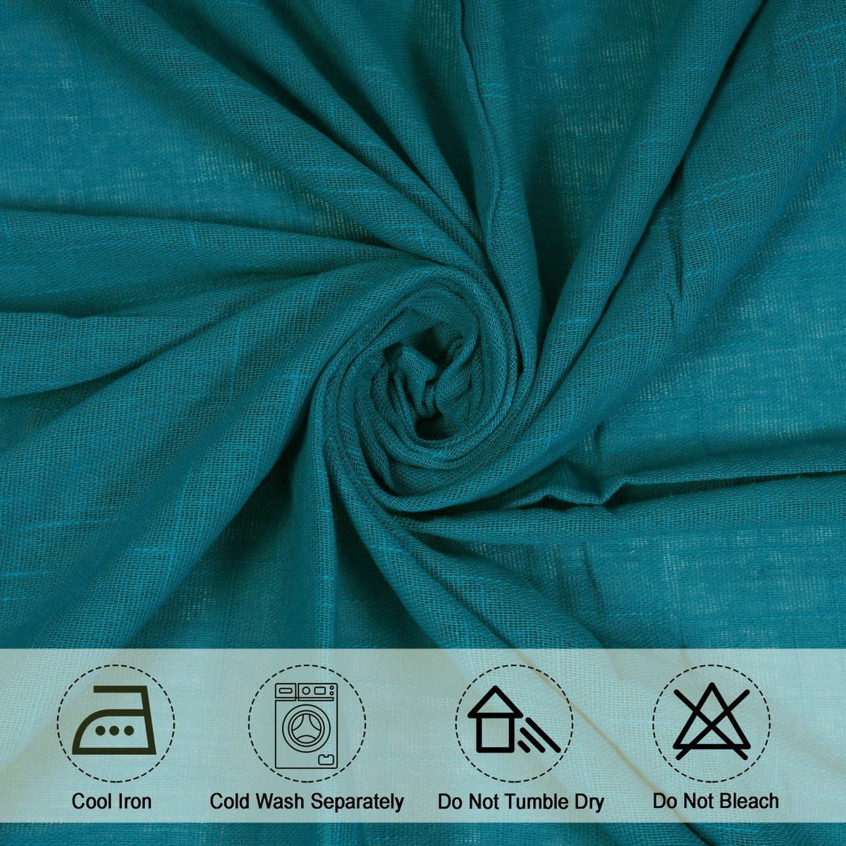 Cotton Solid Sheer Curtains (Blue)