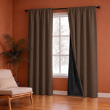 Fort Essential Abstract - Rod Pocket Black Backing Blackout Curtain (Brown)