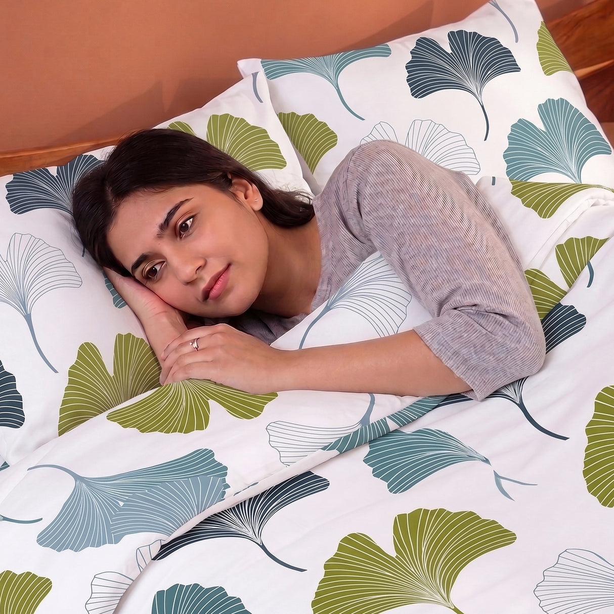 Imprimer Ginkyo - Printed Duvet Cover (Blue & Green)