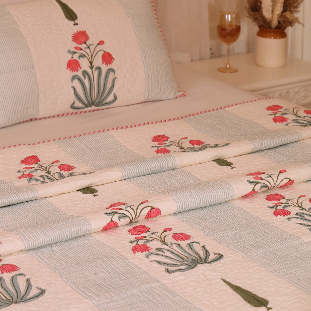 Floral Empress - Handblock Bedcover