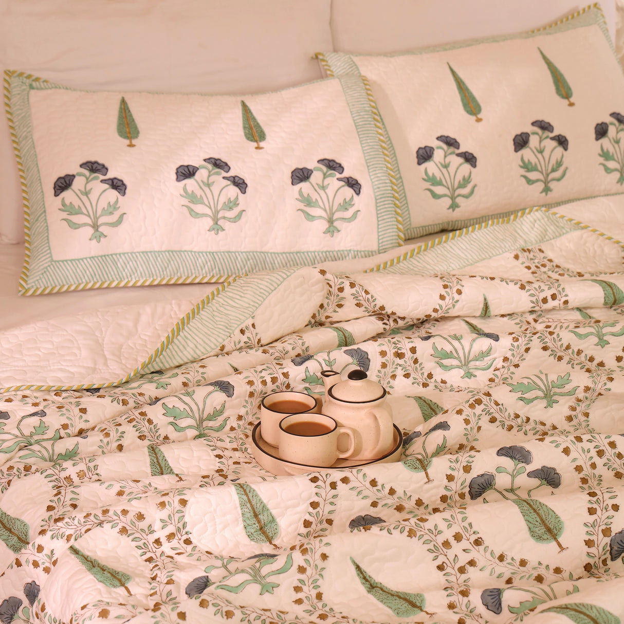 Calm Canopy - Handblock Bedcover