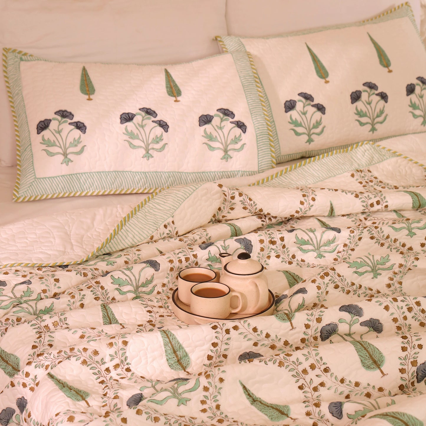 Calm Canopy - Handblock Bedcover