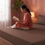 Breton Drift - Satin Stripes Fitted Bedsheet (Brown)
