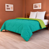 Fort - Box Stitch Duvet Comforter (Parrot Green & Aqua Green)