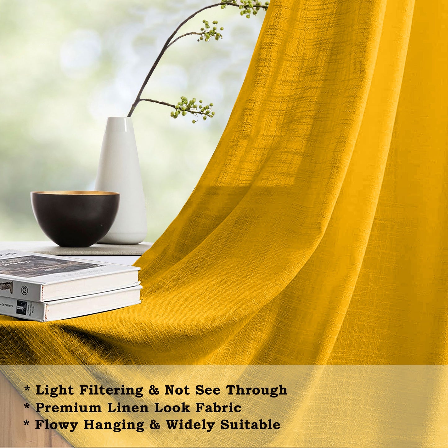 Fort Absolute - Rod Pocket Yellow Sheer Curtain