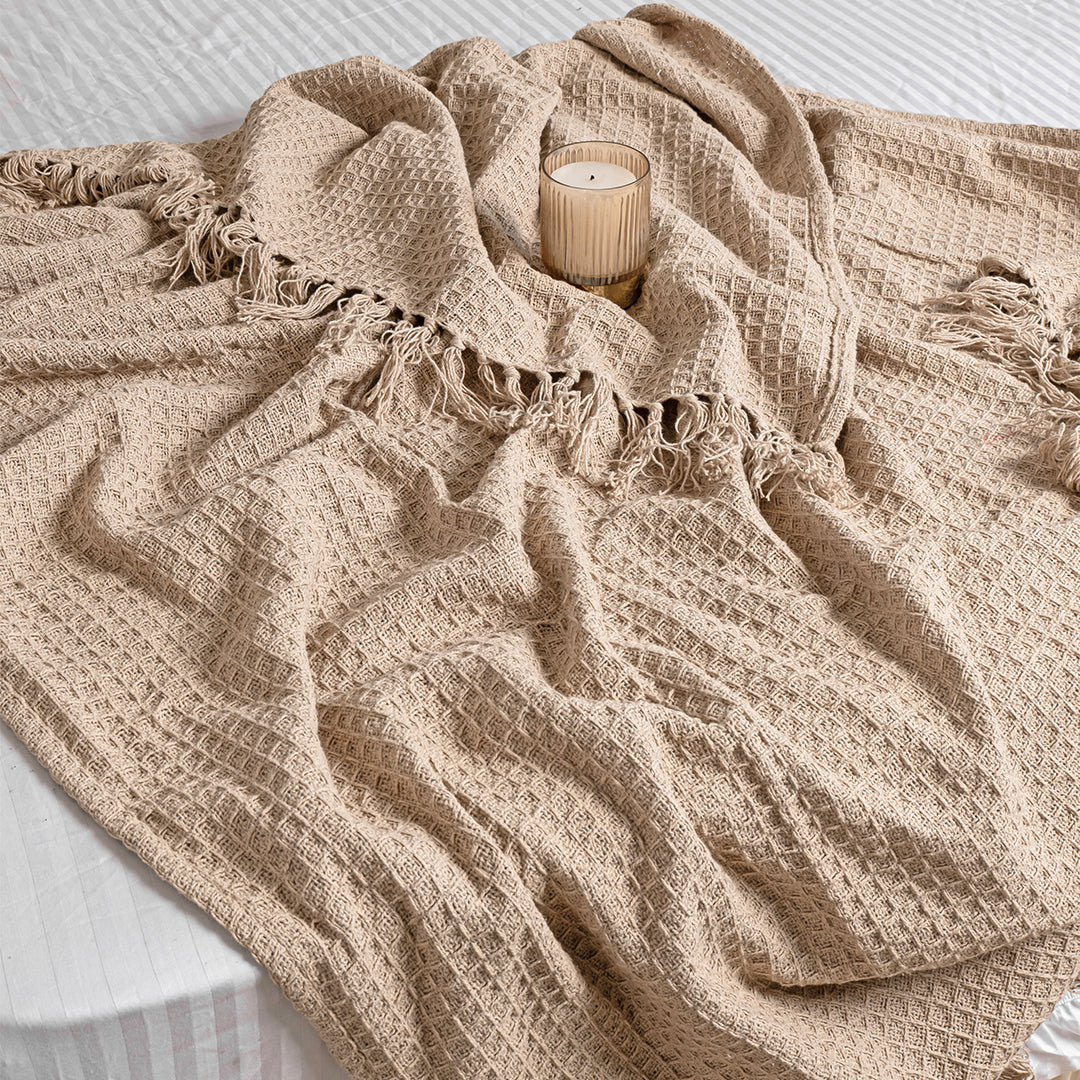 Beige - Waffle Throw