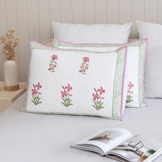 Floral Pink Quilted Pillow CoversFloral Pink Quilted Pillow Covers