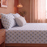 Soft Serenade - Floral Bedsheet (Blue)