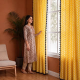 Imprimer Handpicked Aztec - Printed Semi Blackout Eyelet Curtain (Yellow)