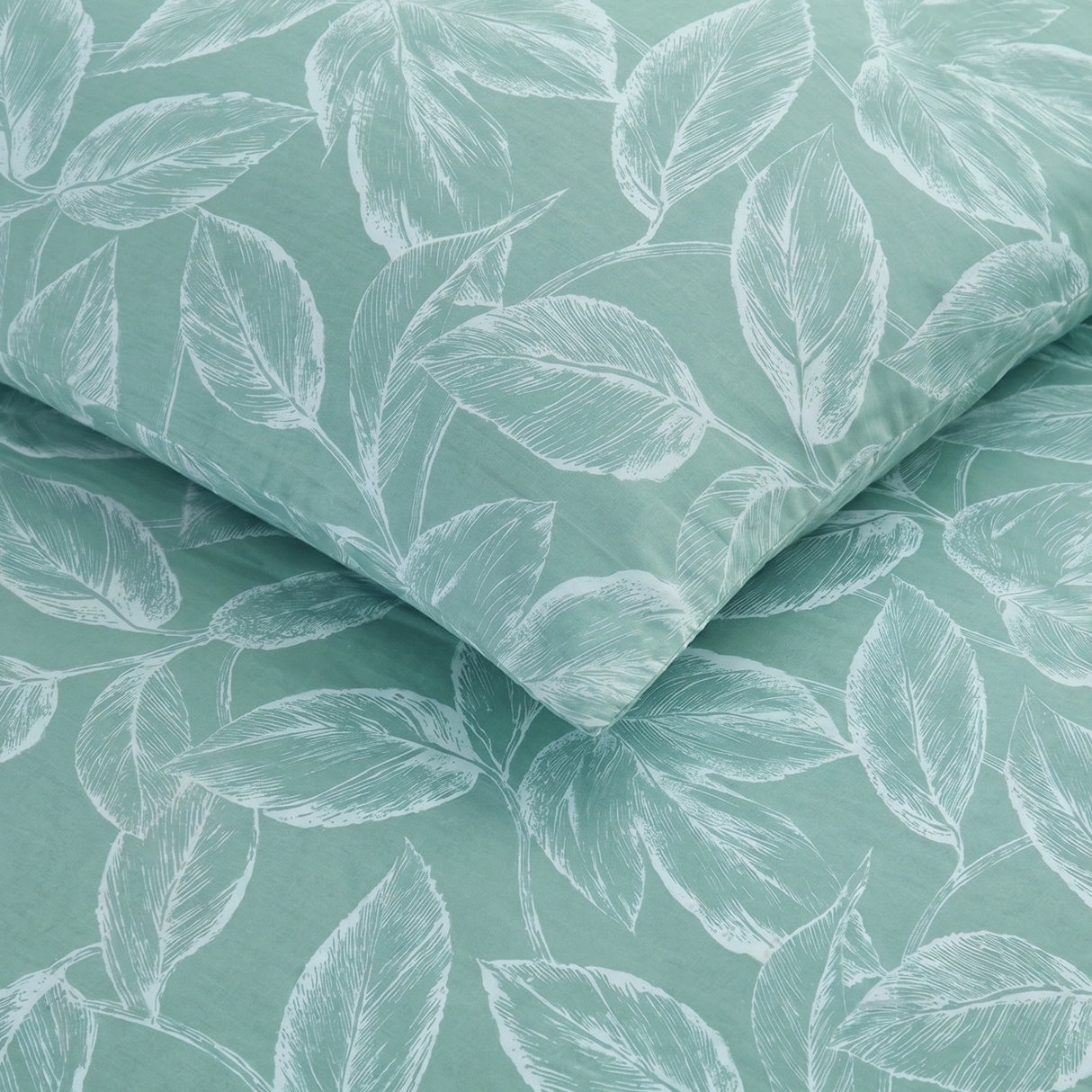 Imprimer Lilac - Leaf Printed Duvet Cover (Aqua Blue)