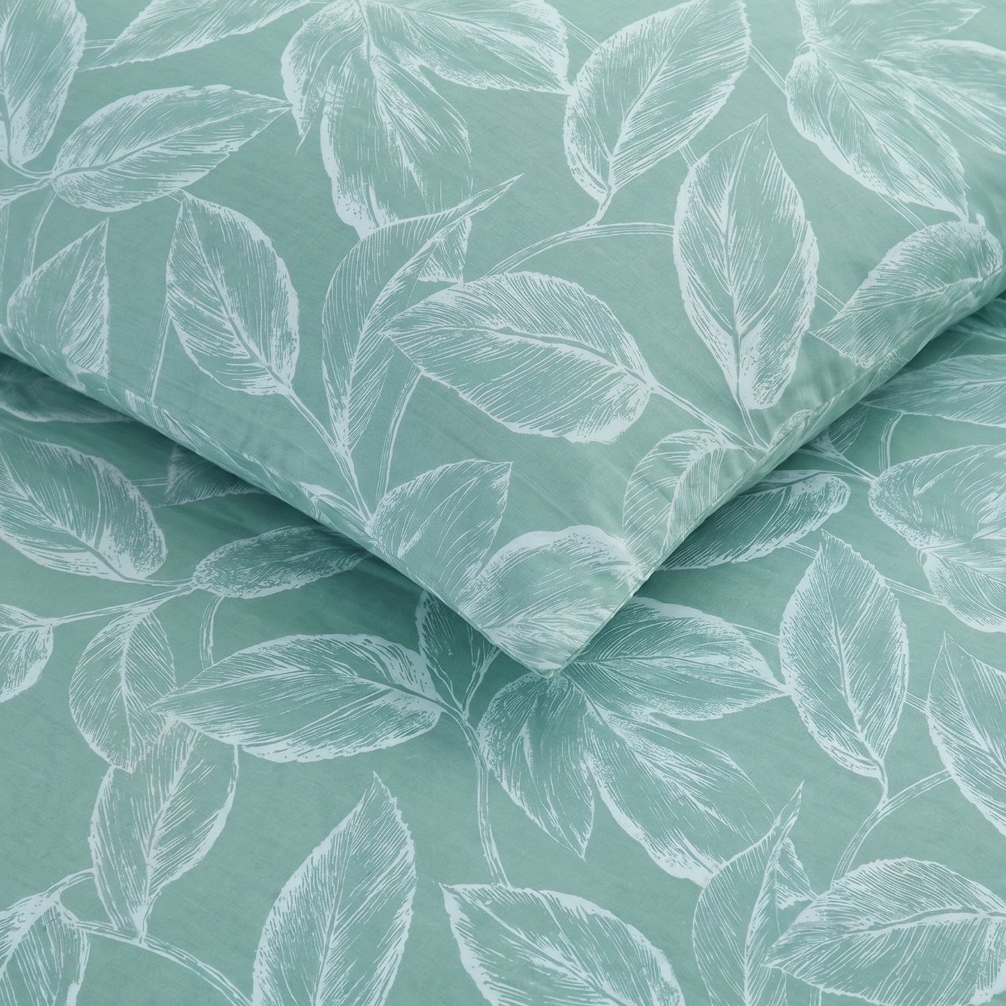 Imprimer Lilac - Leaf Printed Duvet Cover (Aqua Blue)