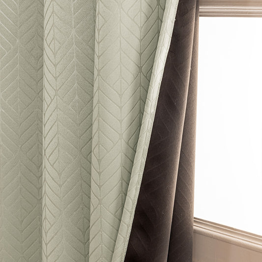 Fort Essential Embossed - Eyelet Black Backing Blackout Curtain (Off White)Fort Essential Embossed - Eyelet Black Backing Blackout Curtain (Off White)