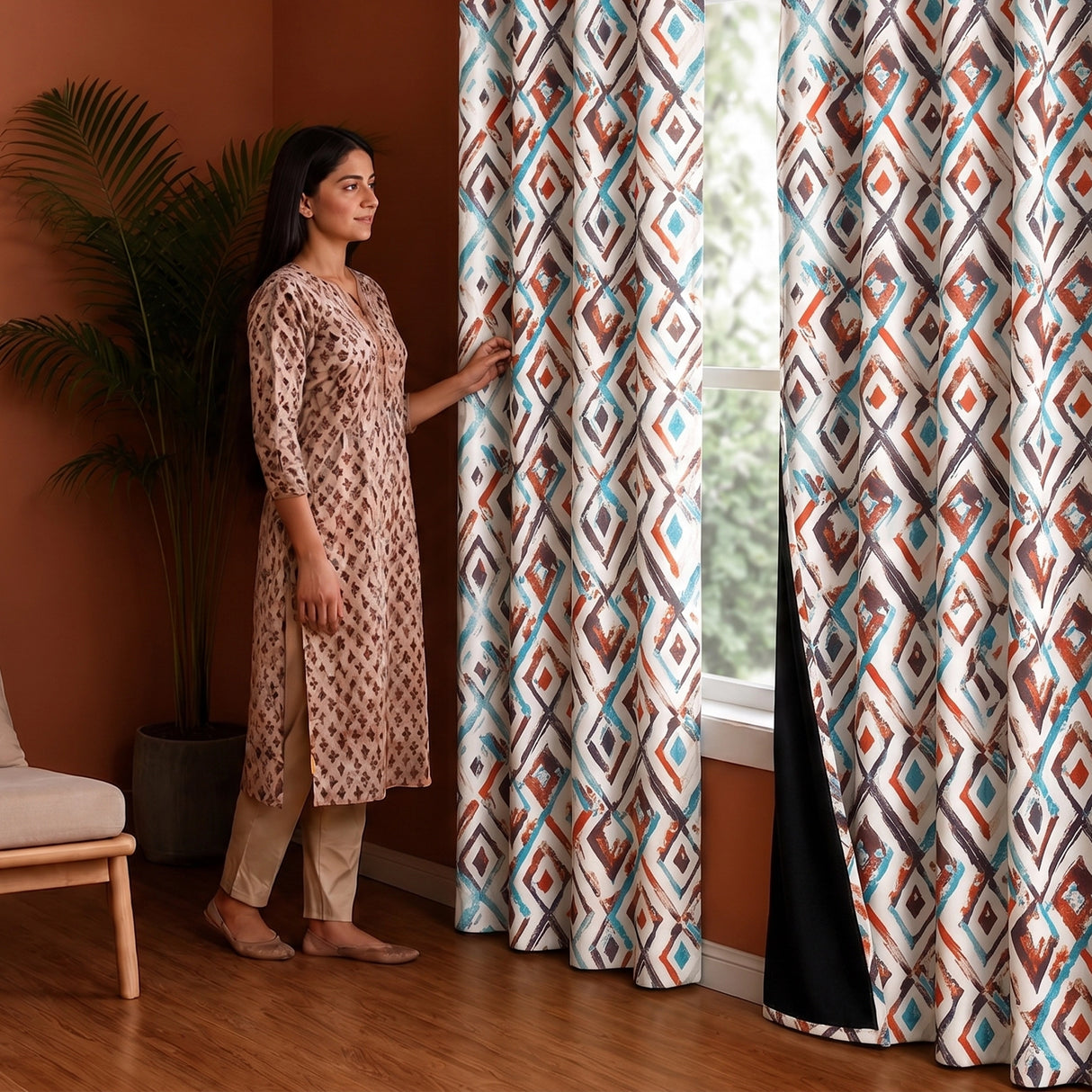 Imprimer Geometric - DP Rod Pocket Blackout Curtain (Multicolor)