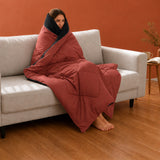 Fort - Box Stitch Duvet Comforter (Red & Black)