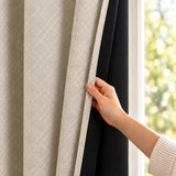 Opaline Off White Embossed Blackout Curtain (Elara - Eyelets)