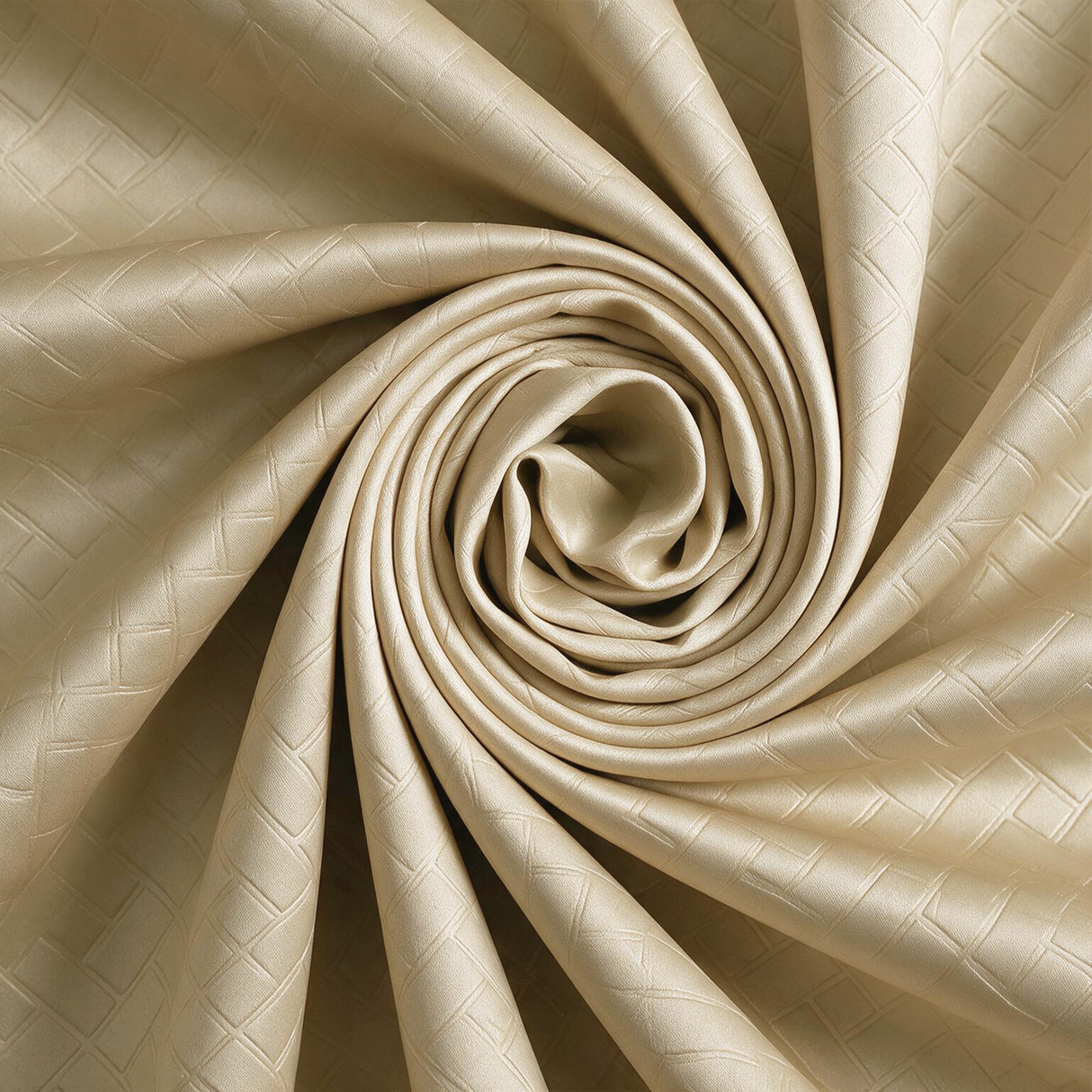 Beige Embossed Blackout Curtain (Brick Lace - Eyelet)