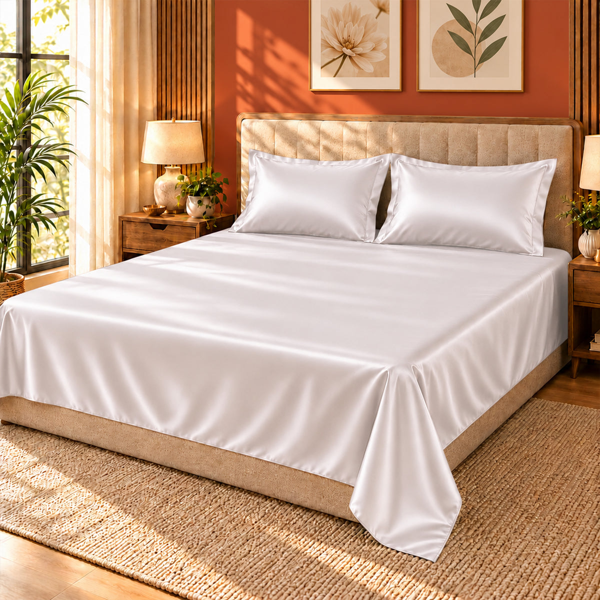 Premium Poly Satin Bedsheet – Soft, Smooth & Silky,Champagne
