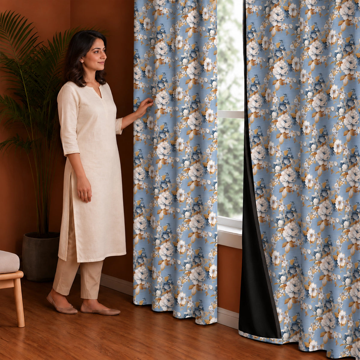 Imprimer Abstract - Digital Printed Blackout Curtain (Delicate Bloom)