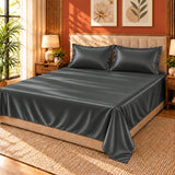 Premium Poly Satin Bedsheet – Soft, Smooth & Silky,Graphite Grey