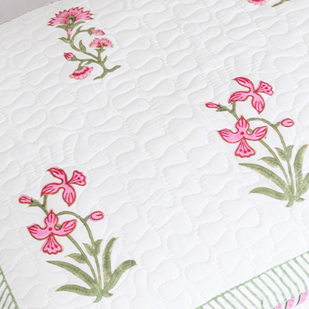 Floral Pink Quilted Pillow Covers