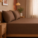 Breton Nap - Satin Stripes Bedsheet (Brown)