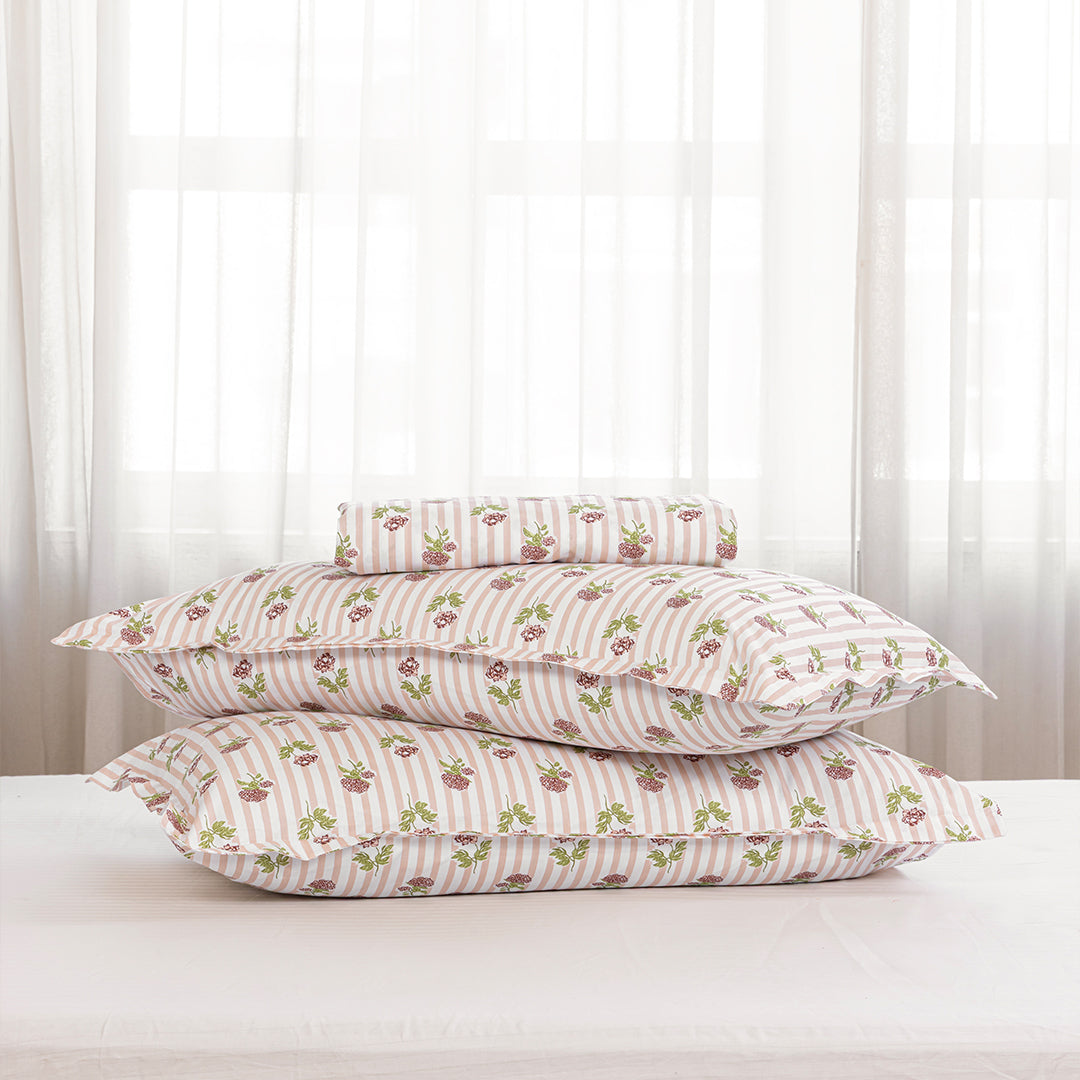 Soft Serenade - Floral Fitted Sheet (Peach)