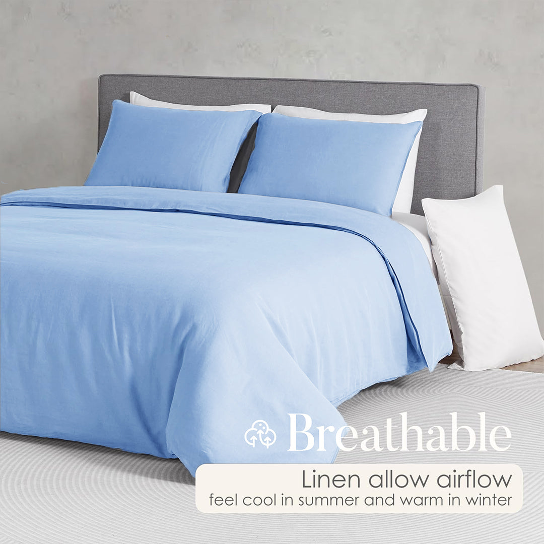 Light Blue Cotton Duvet Cover HomeMonde Lifestyle