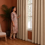 Fort Essential Embossed - Rod Pocket Black Backing Blackout Curtain (Beige)