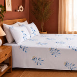 Wild Grace Flower - Floral Bedsheet (Turquoise & Blue)