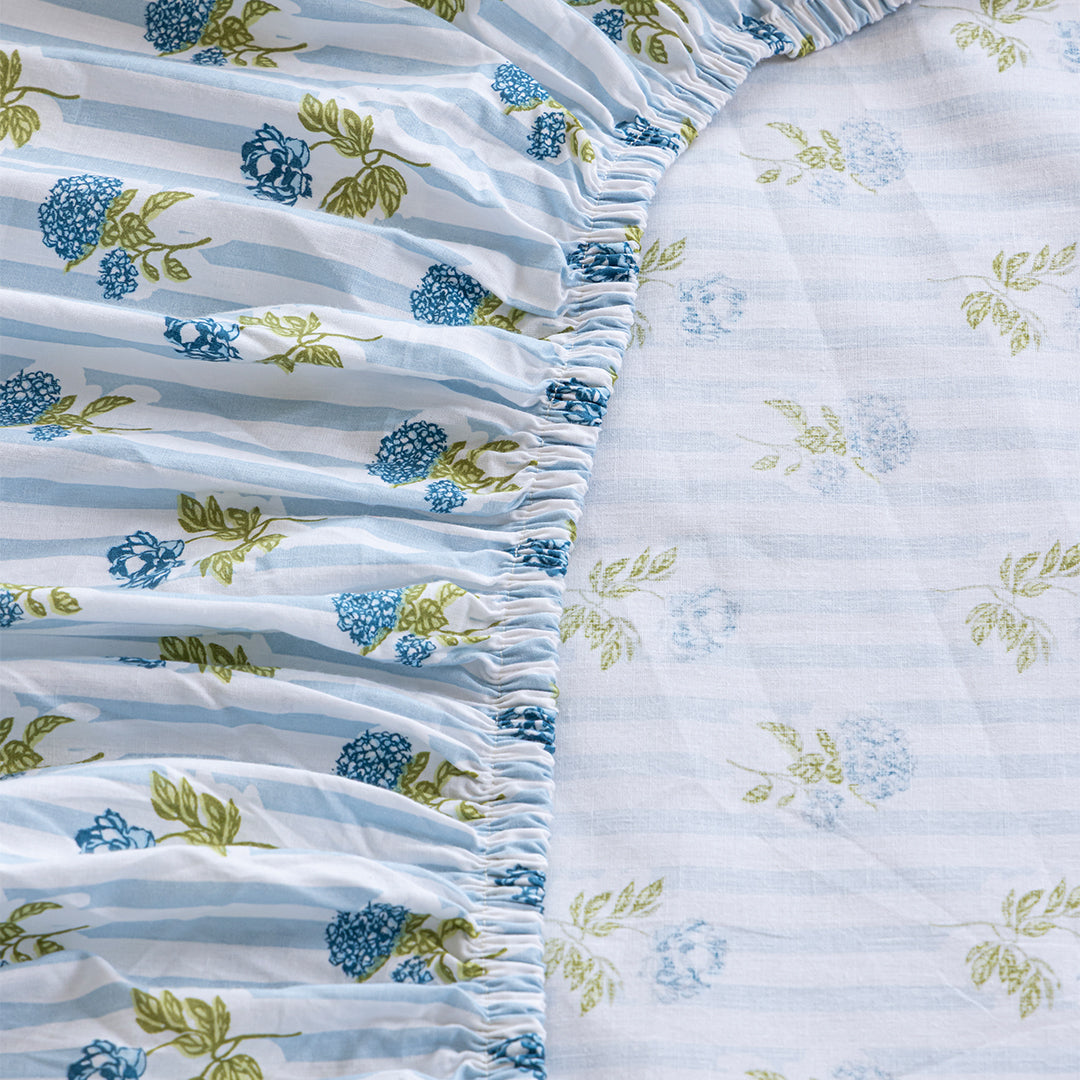 Soft Serenade - Floral Fitted Sheet (Blue)
