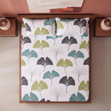 Imprimer Ginkyo - Floral Printed Fitted Bedsheet (Blue & Green)