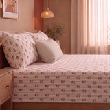 Soft Serenade - Floral Bedsheet (Peach)