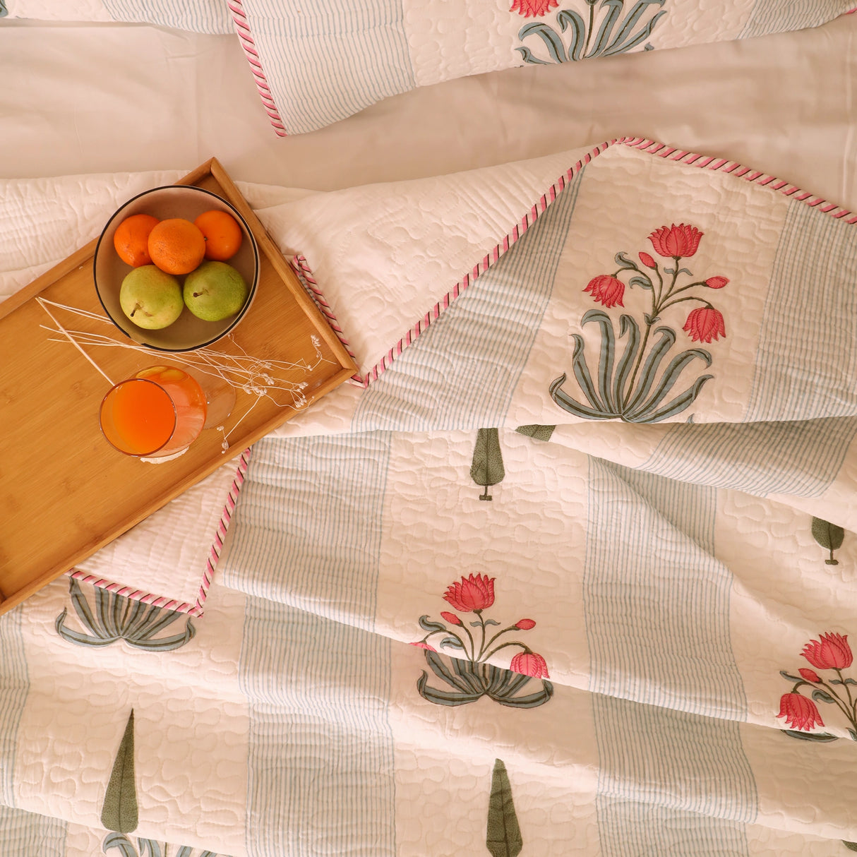 Floral Empress - Handblock Bedcover