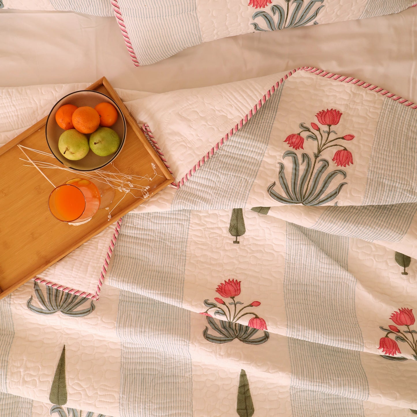 Floral Empress - Handblock Bedcover