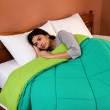 Fort - Box Stitch Duvet Comforter (Parrot Green & Aqua Green)