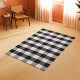 Breton Shadowplay - Plaid Cotton Rug (Black & White)