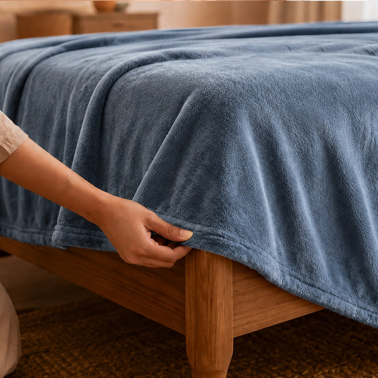 Fort Mellow - Solid Plush Blanket (Frost Blue)