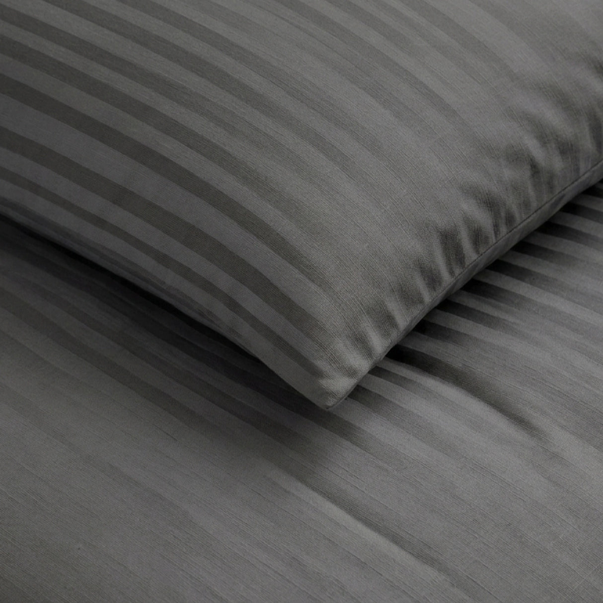 Breton Mellow - Satin Stripe Duvet Cover (Grey)