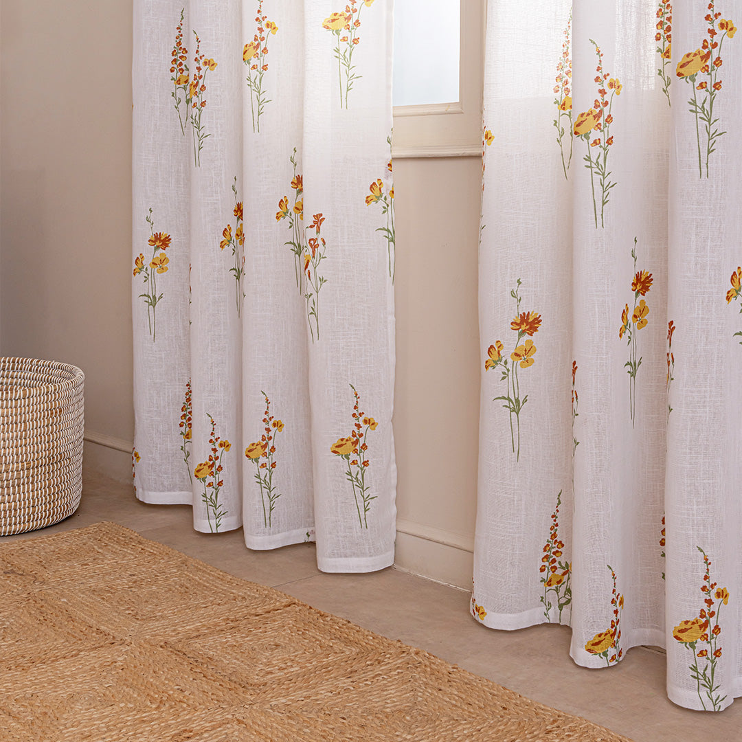 Opulent Bloom Printed Eyelet Sheer Curtain