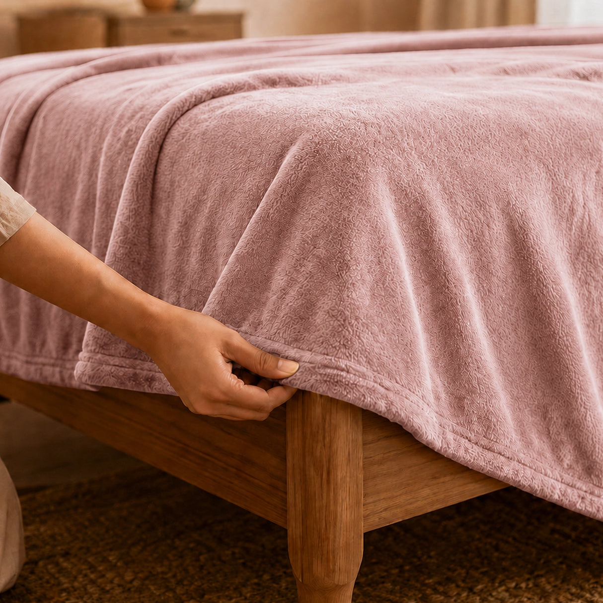 Fort Mellow - Solid Plush Blanket (Pink)