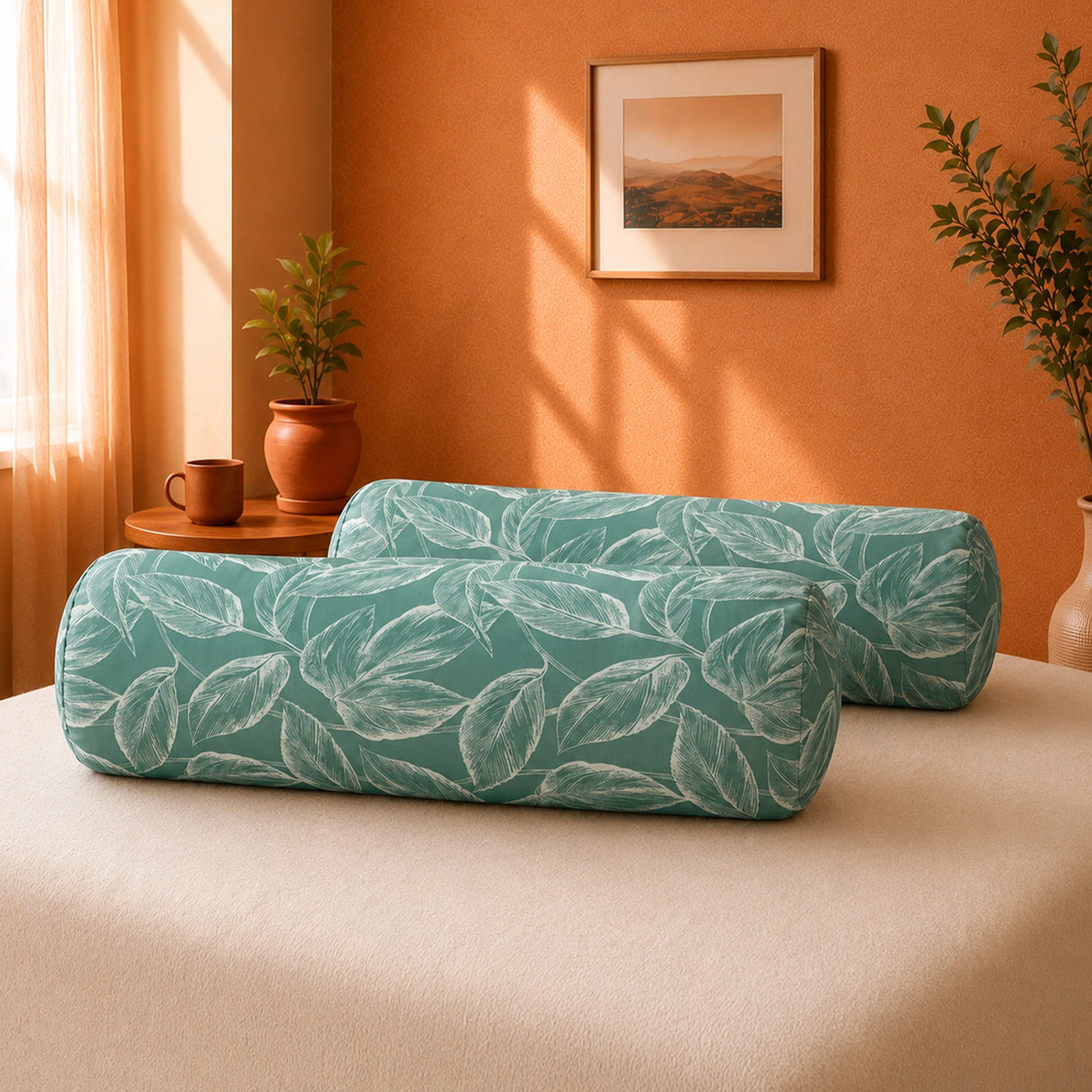 Aqua Blue Floral Diwan Cover Set