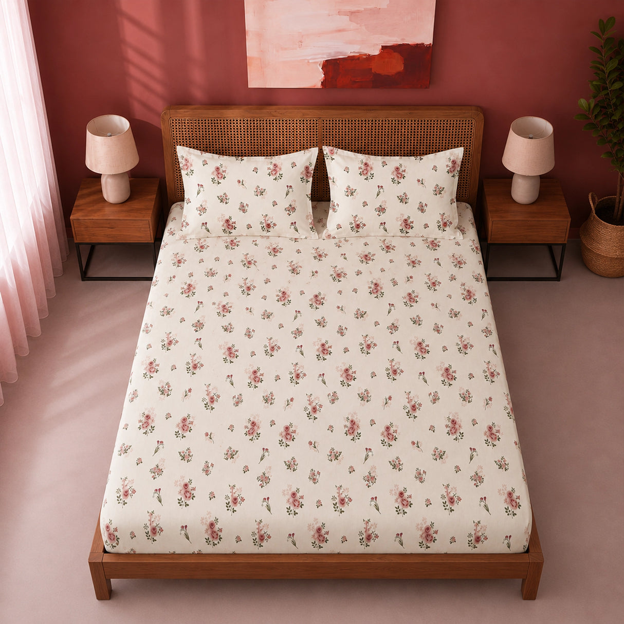 Blush Garden - Floral Fitted Sheet