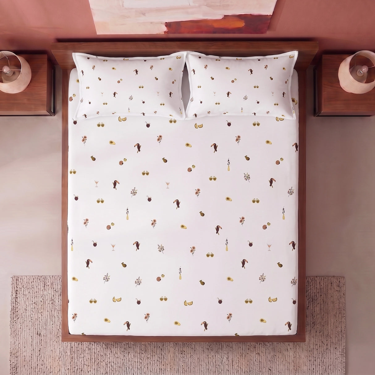 Imprimer Medley - Cartoon Printed Fitted Bedsheet (Multicolor)