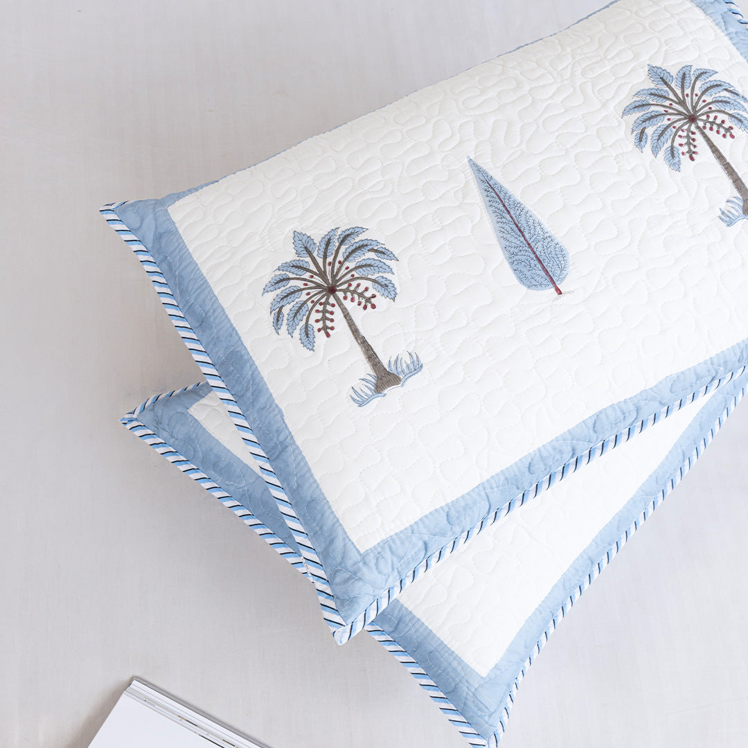 Blue Quilted Pillow Covers